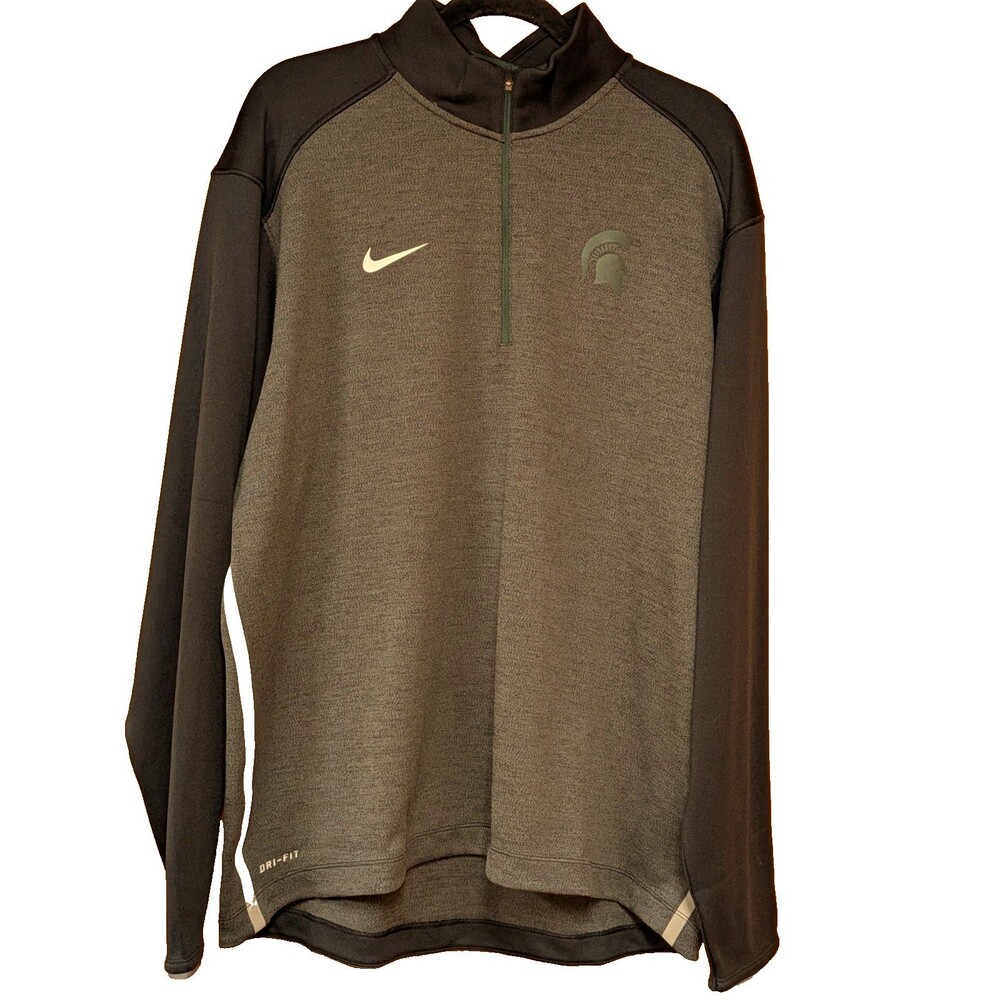 Nike Dri-FIT Men’s XL 1/4 Zip Mock Neck Moisture Wicking Spartans LogoGray/Black